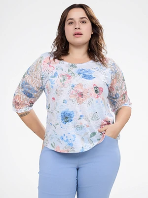 3/4-sleeve semi-fitted t-shirt