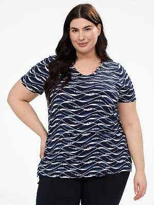 Short-sleeve semi-fitted tunic