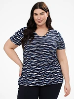 Short-sleeve semi-fitted tunic