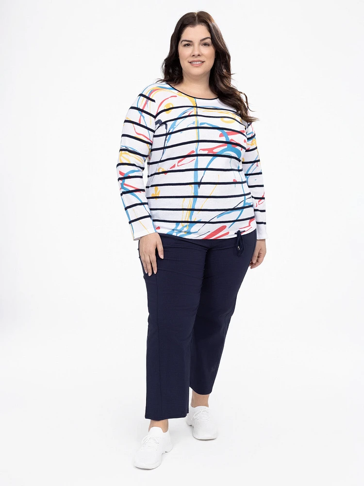 Long-sleeve semi-fitted pullover sweater