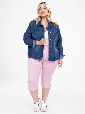 Long-sleeve fitted denim jacket