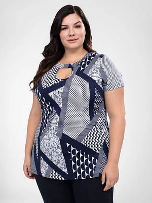 Short-sleeve semi-fitted tunic