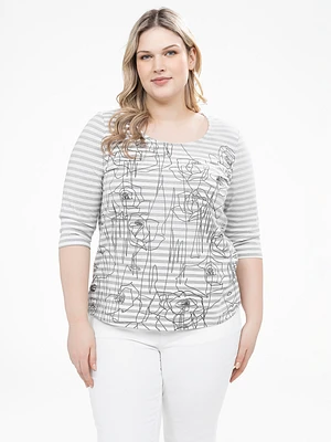 3/4-sleeve semi-fitted t-shirt