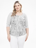 3/4-sleeve semi-fitted t-shirt