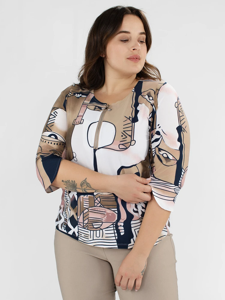 3/4-sleeve semi-fitted t-shirt