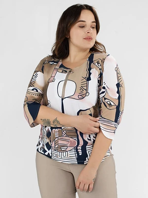 3/4-sleeve semi-fitted t-shirt