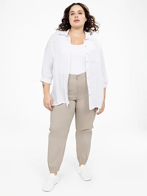 Long-sleeve semi-fitted blouse with buttons