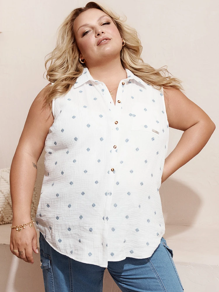Blouse sans manches avec boutons