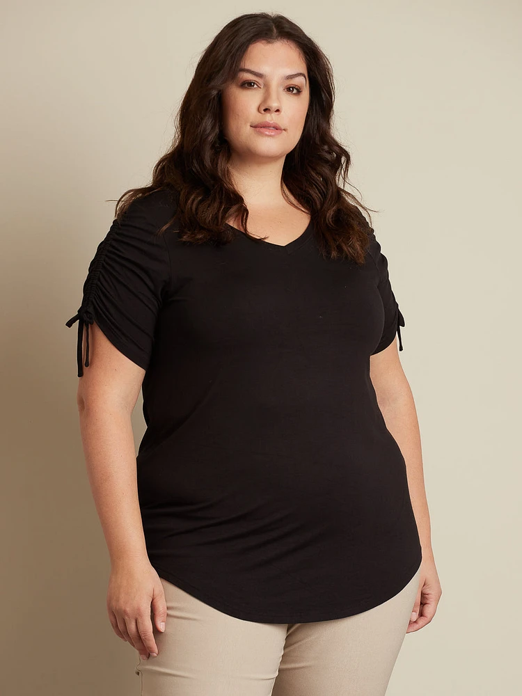 Short-sleeve flared tunic