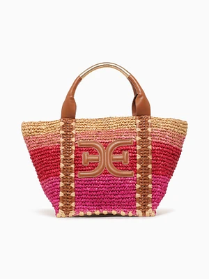 Marley Raffia Small Tote Coral
