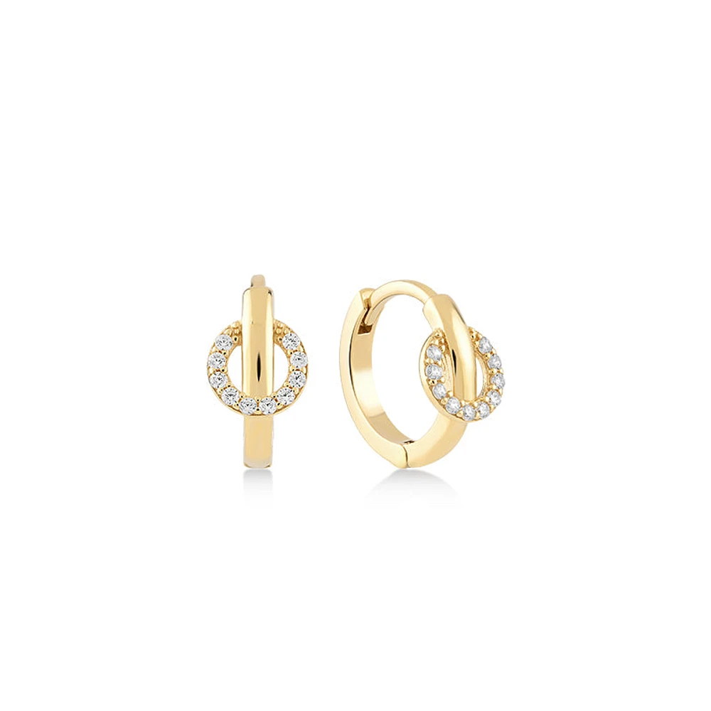Diamond Circle Huggie Earrings
