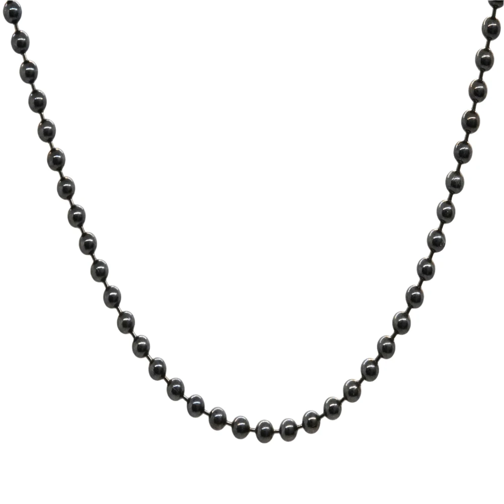 Black Beads Silver Chain