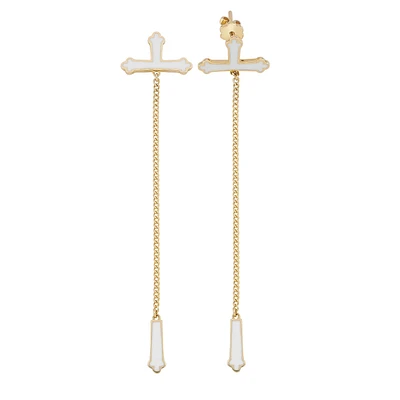 Enamel Cross Single Earrings