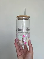 Tumbler en verre avec couvercle et paille (16 oz