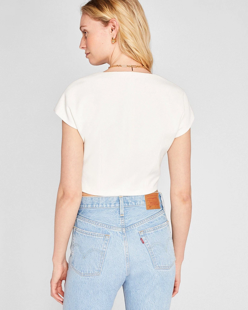 Textured V-Neck Top