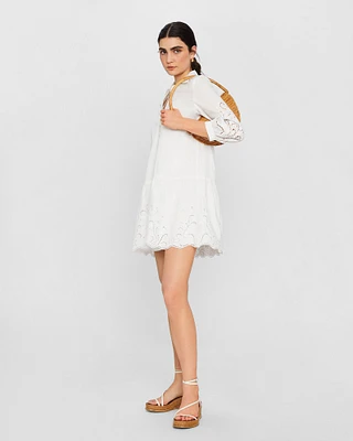 Embroidered Eyelet Mini Dress