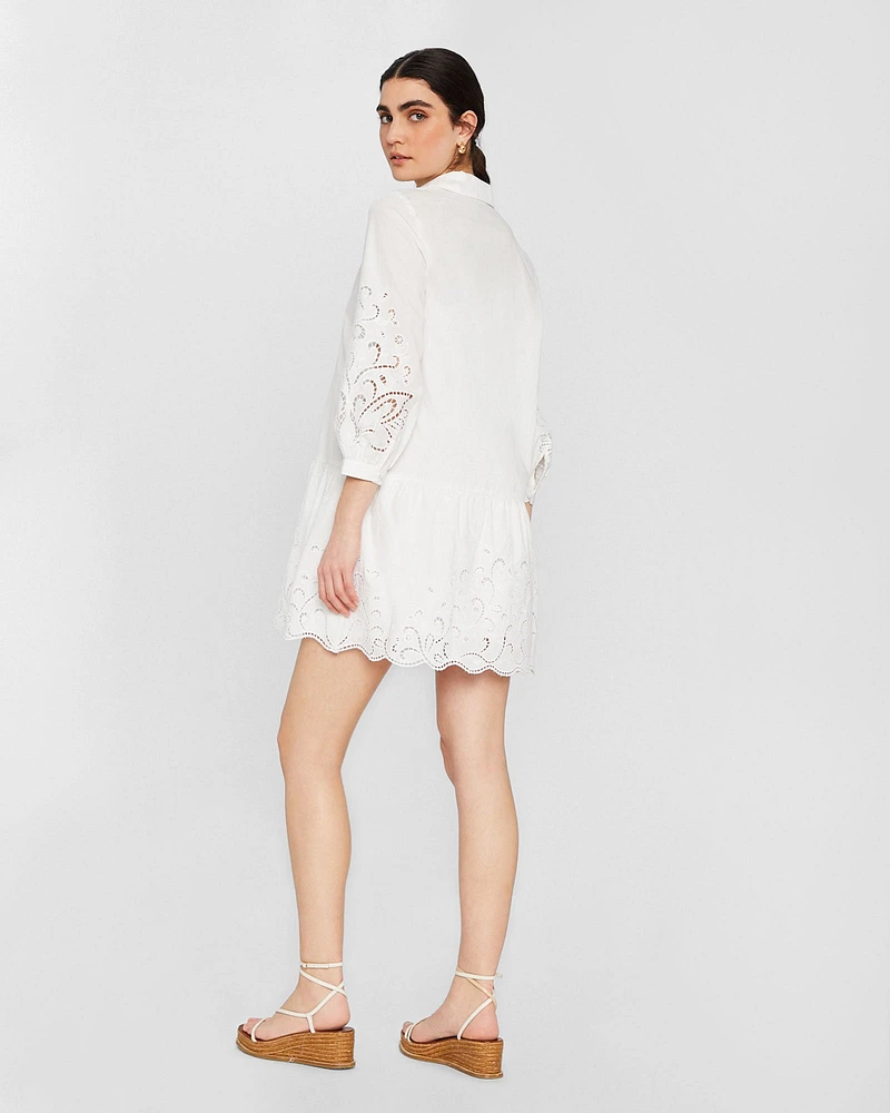 Embroidered Eyelet Mini Dress