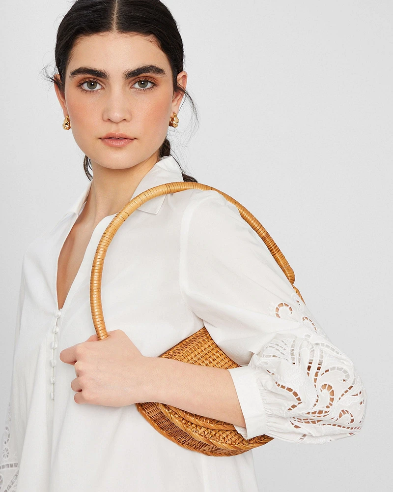 Embroidered Eyelet Mini Dress