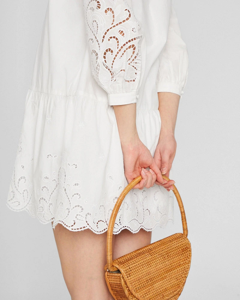 Embroidered Eyelet Mini Dress
