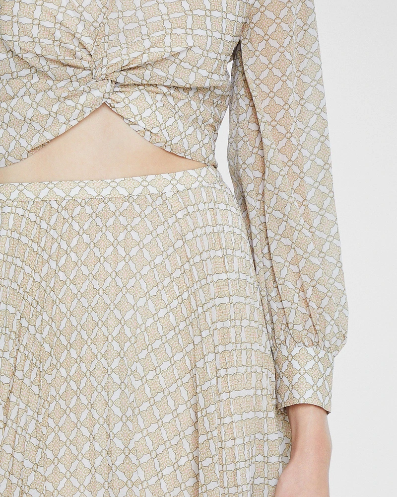 Medallion-Print Twisted V-Neck Top
