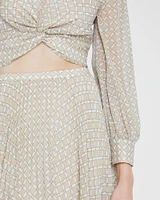 Medallion-Print Twisted V-Neck Top