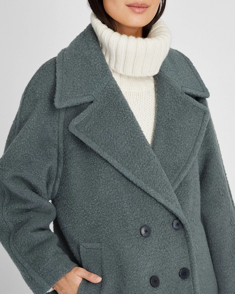 Double-Breasted Textured Relaxed Coat