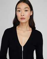 Deep V-Neck Zipper Cardigan
