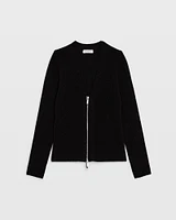 Deep V-Neck Zipper Cardigan