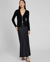 Deep V-Neck Zipper Cardigan