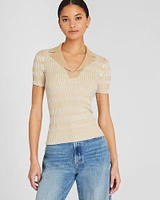 Ribbed Johnny Collar Sweater Tee
