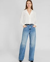 Silk Open-Neck Blouse