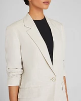 Relaxed Single Breasted Linen-Blend Blazer