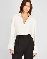 Plush Ribbed Quarter-Zip Sweater