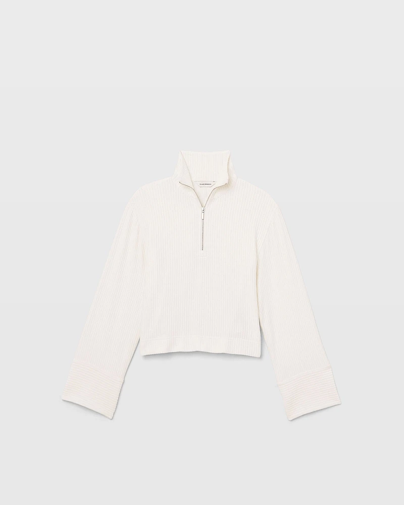 Plush Ribbed Quarter-Zip Sweater