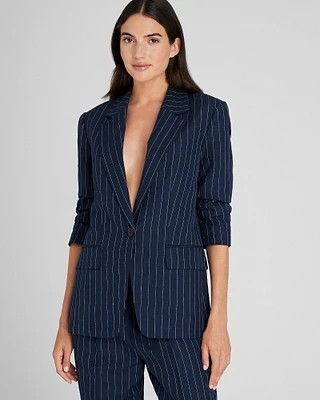 Pinstripe Single-Breasted Linen-Blend Blazer