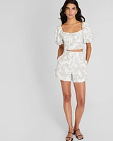 Balloon Sleeve Crop Top