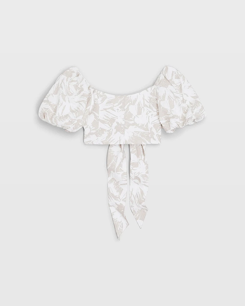 Balloon Sleeve Crop Top