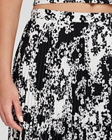 Floral Print Pleated Midi Skirt