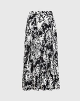 Floral Print Pleated Midi Skirt