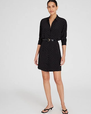 Silk Blouson Waist Shirt Dress