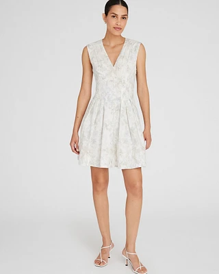 Printed Waisted Pleat Mini Dress