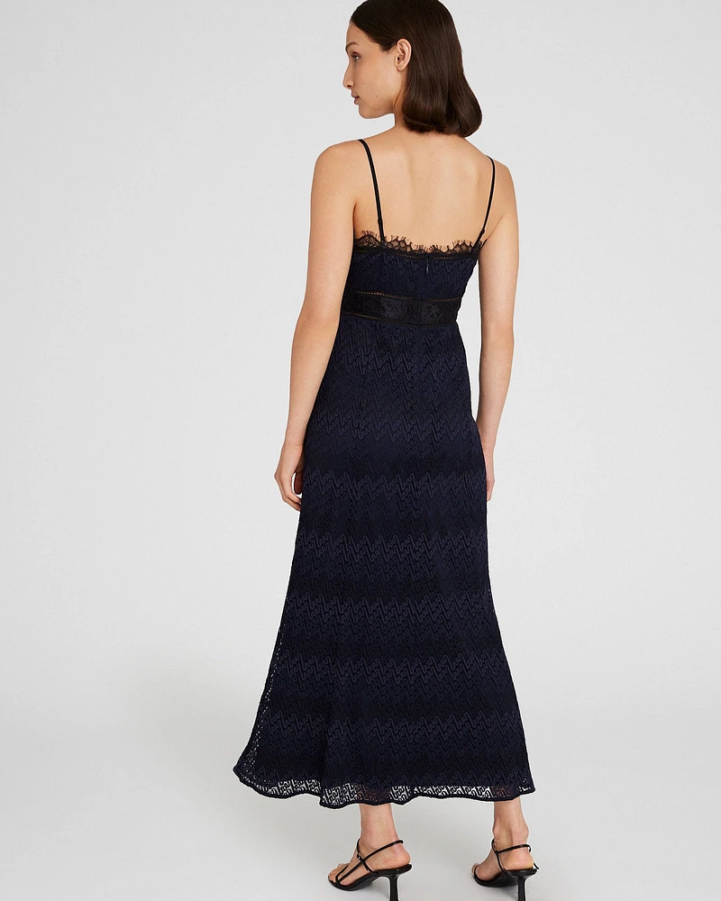 Lace Insert Midi Dress