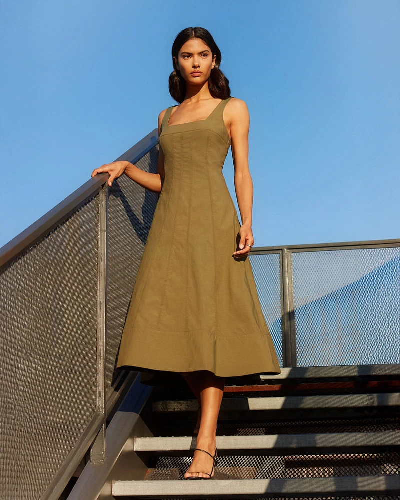 Square Neck Midi Dress