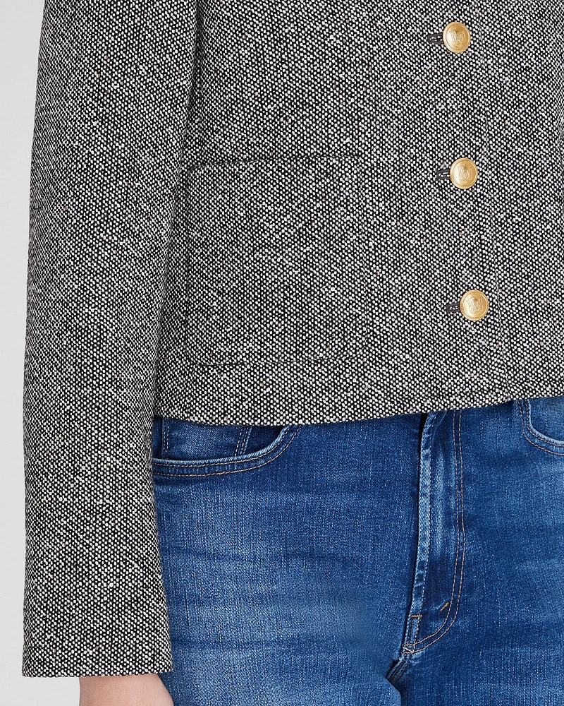 Collarless Tweed Jacket