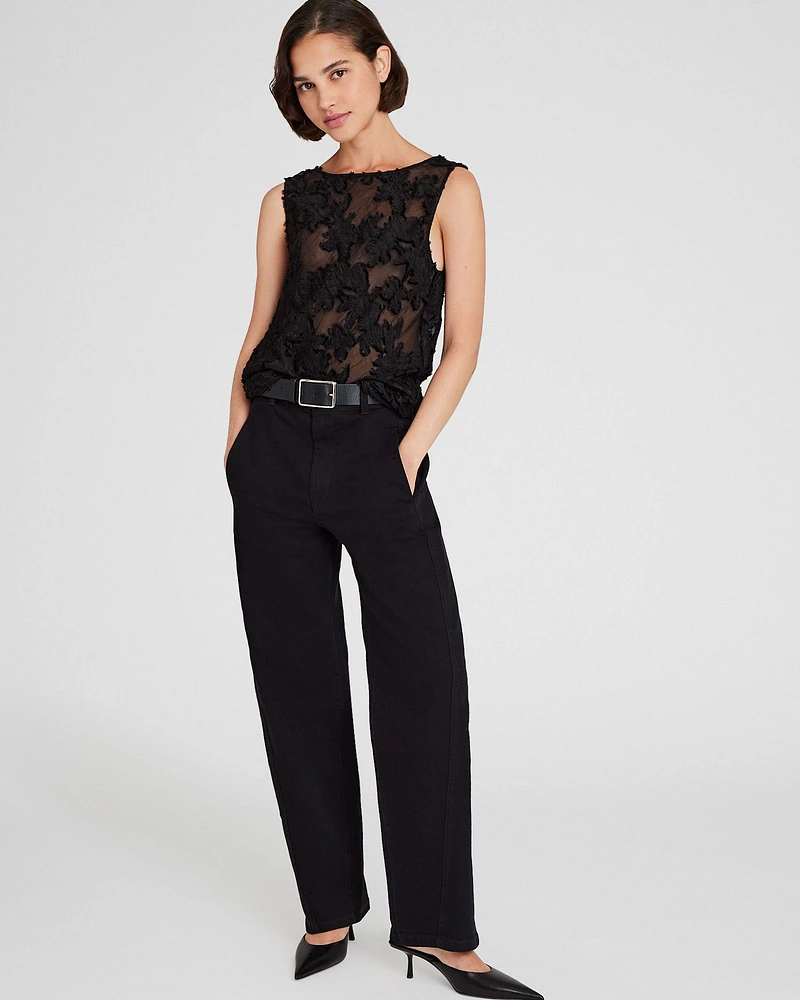 Sheer Jacquard Shell Top