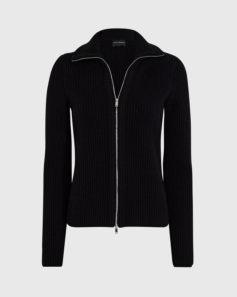 Slim Rib Full-Zip Sweater