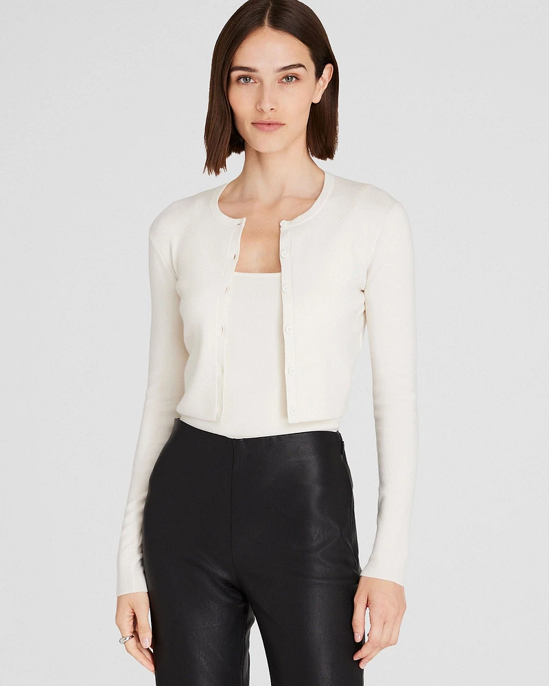 Merino Rib Cropped Cardigan