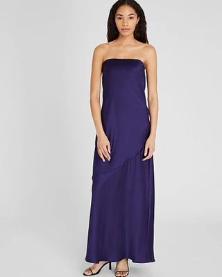 Strapless Silk Charmeuse Maxi Dress