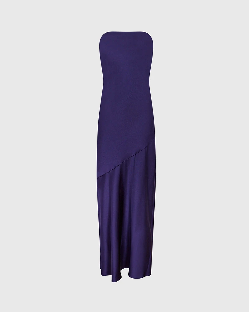 Strapless Silk Charmeuse Maxi Dress