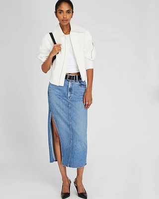 MOTHER The Split Second Denim Midi Skirt